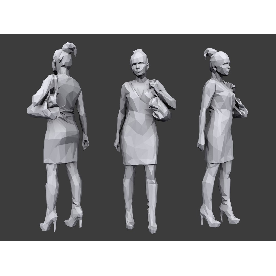 Casual Characters 3D Model – Low Poly Stylized People for Archviz - View 5