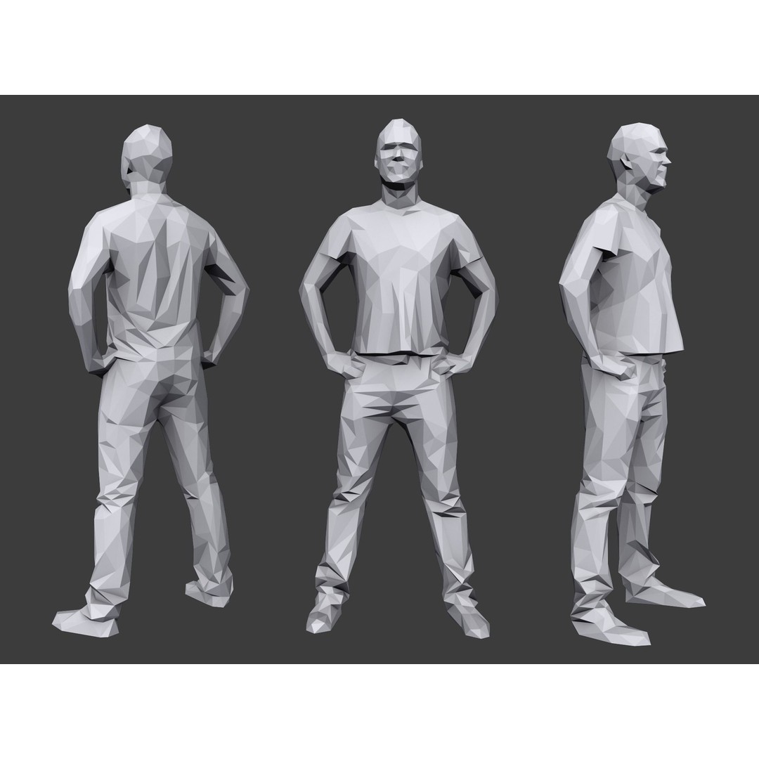 Casual Characters 3D Model – Low Poly Stylized People for Archviz - View 6