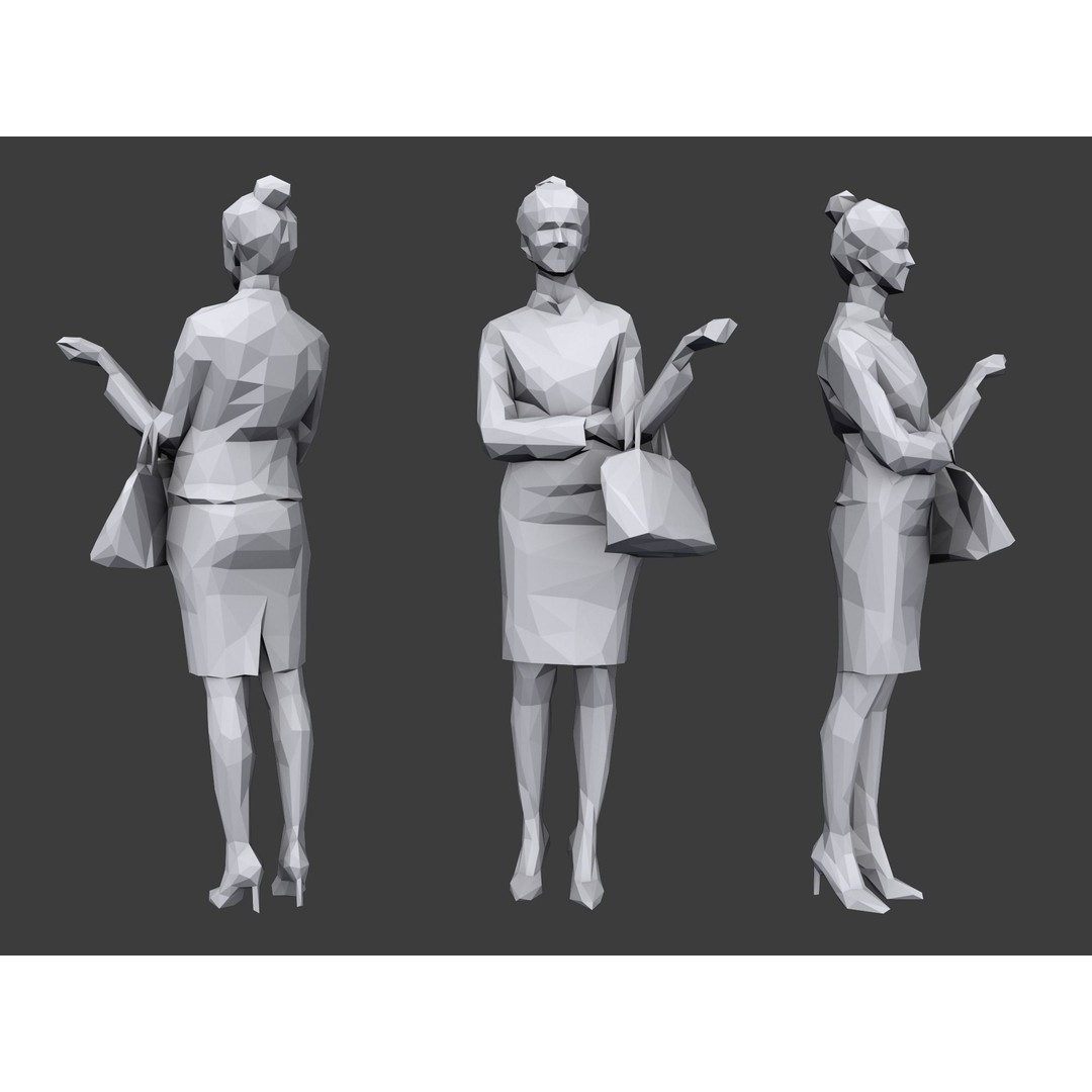 Casual Characters 3D Model – Low Poly Stylized People for Archviz - View 8