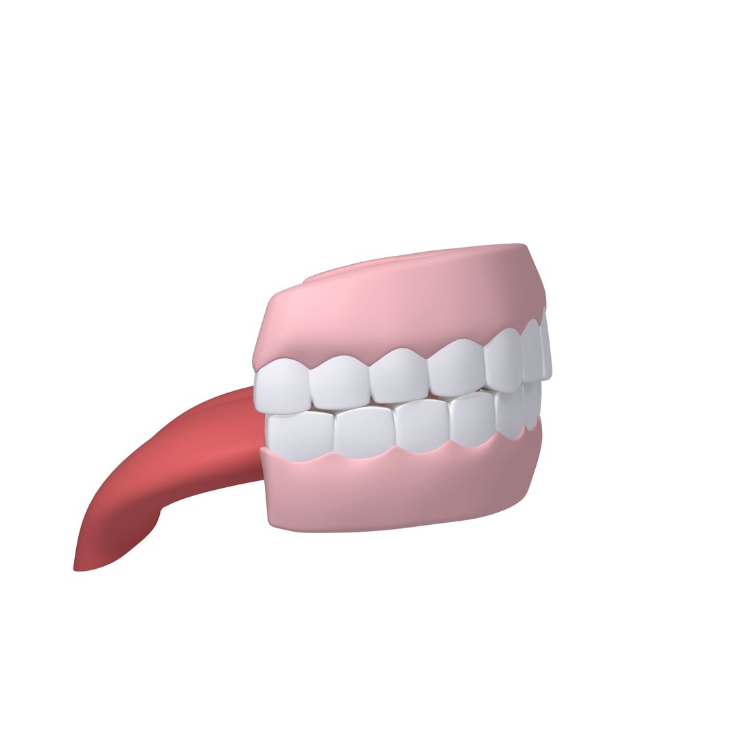 Human Mouth Teeth 3D Model – Cartoon Style, PBR Textures, FBX, OBJ - View 3