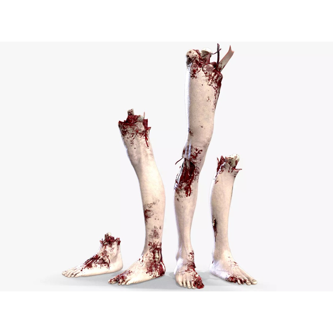 Severed Feet 3D Model – Low Poly Horror Asset, FBX, PBR Textures - View 2