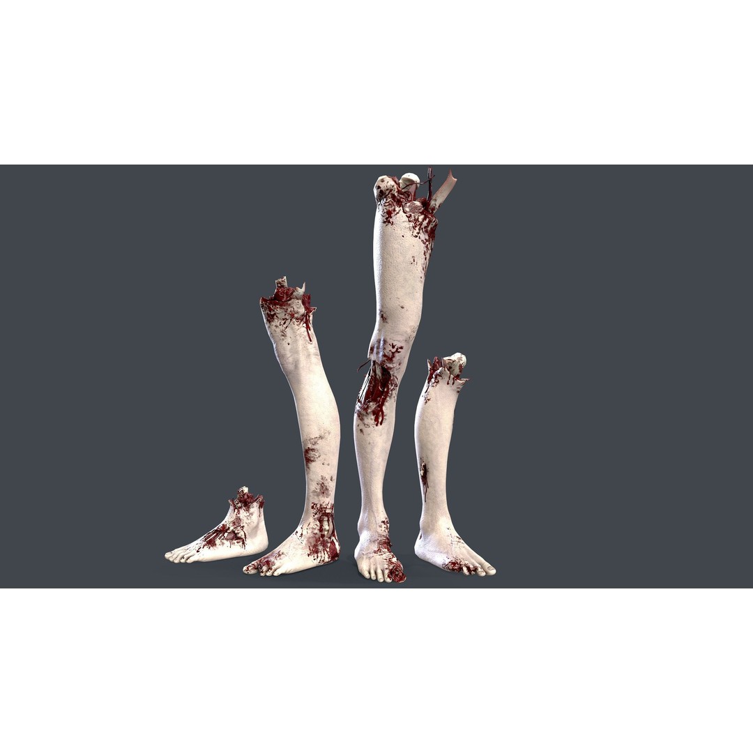 Severed Feet 3D Model – Low Poly Horror Asset, FBX, PBR Textures - View 4