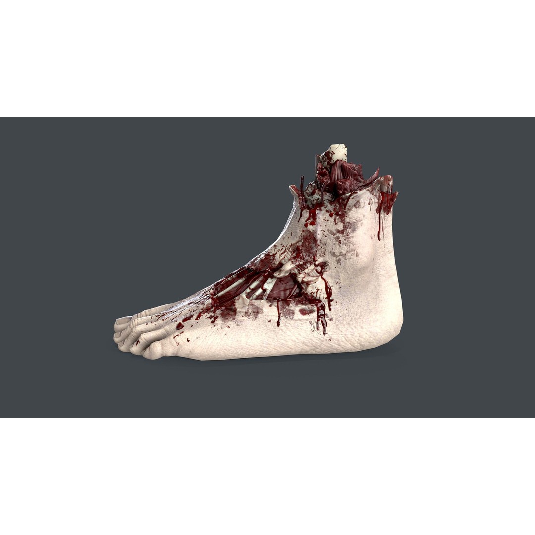 Severed Feet 3D Model – Low Poly Horror Asset, FBX, PBR Textures - View 7