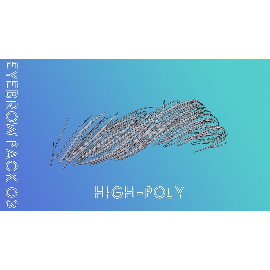 Eyebrow Pack 3D Model – Low Poly Hair Grooming Asset, Blender, Maya - View 10