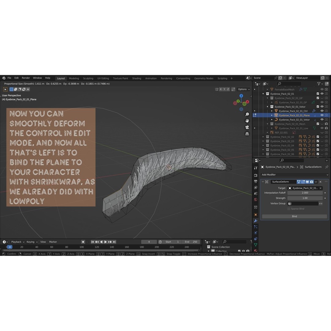 Eyebrow Pack 3D Model – Low Poly Hair Grooming Asset, Blender, Maya - View 18