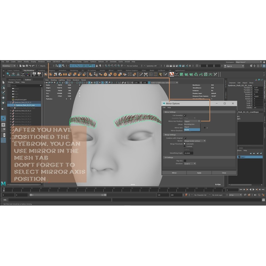 Eyebrow Pack 3D Model – Low Poly Hair Grooming Asset, Blender, Maya - View 21