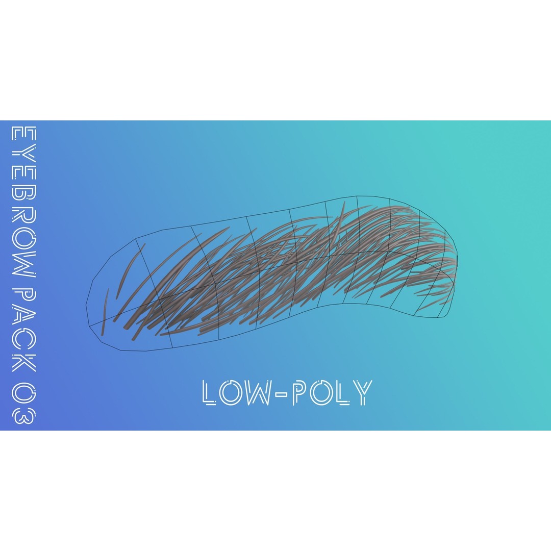 Eyebrow Pack 3D Model – Low Poly Hair Grooming Asset, Blender, Maya - View 7