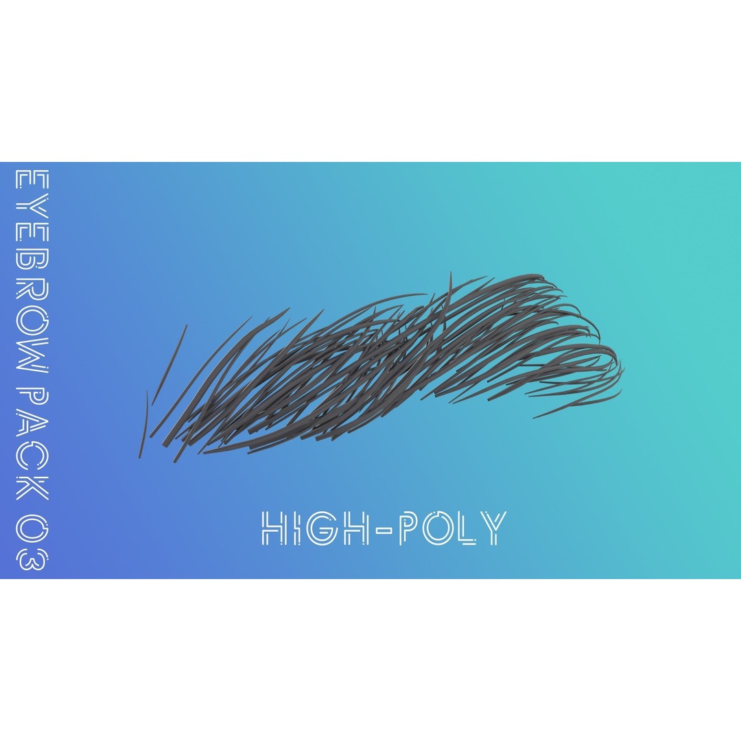 Eyebrow Pack 3D Model – Low Poly Hair Grooming Asset, Blender, Maya - View 9