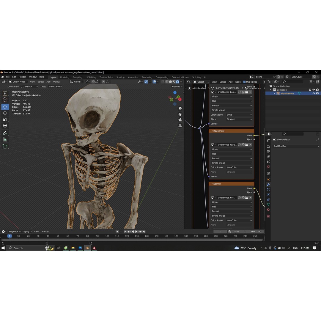 Humanoid Alien Skeleton 3D Model – Low Poly PBR Game Asset, FBX - View 27