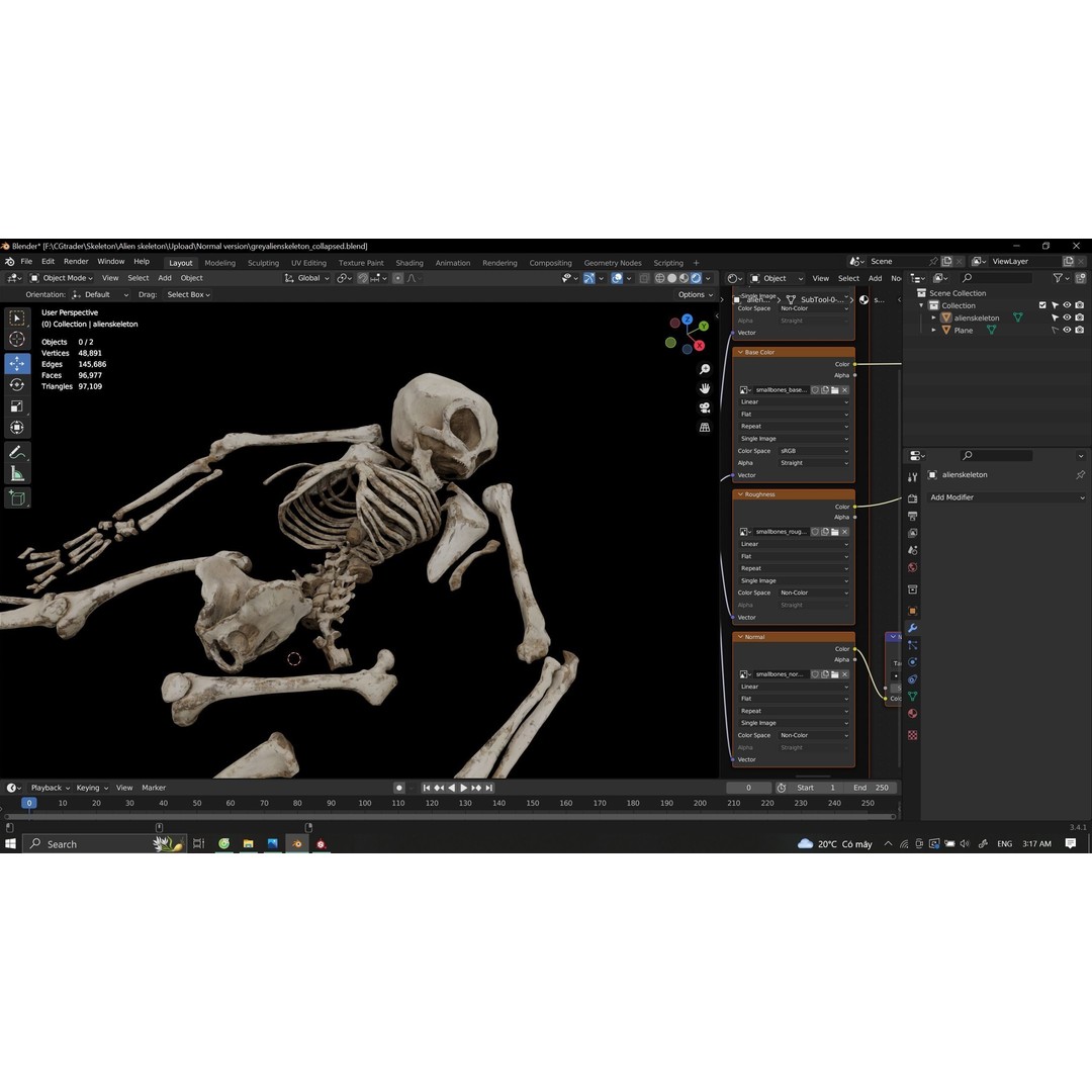 Humanoid Alien Skeleton 3D Model – Low Poly PBR Game Asset, FBX - View 29