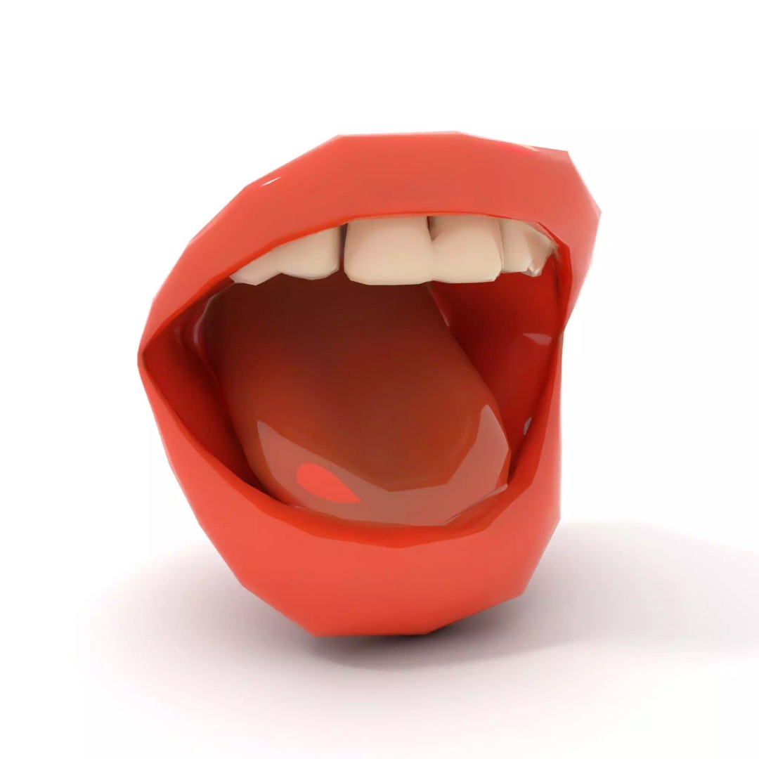 Realistic Open Mouth 3D Model – Low Poly PBR Asset for Animation - View 10