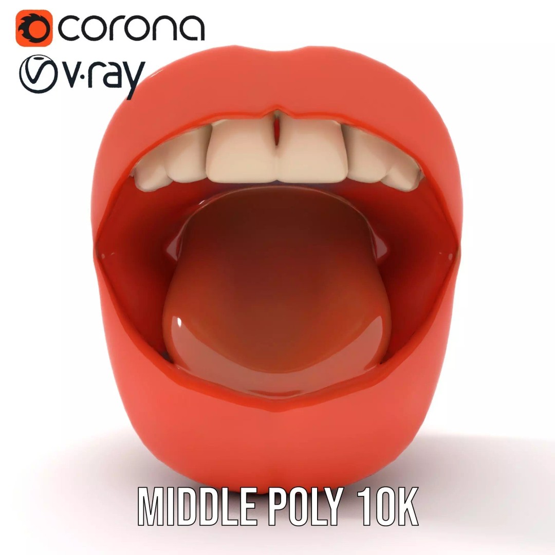 Realistic Open Mouth 3D Model – Low Poly PBR Asset for Animation - View 14