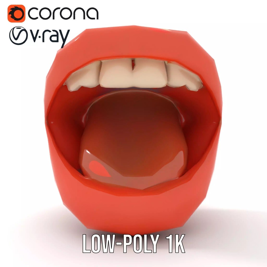Realistic Open Mouth 3D Model – Low Poly PBR Asset for Animation - View 15