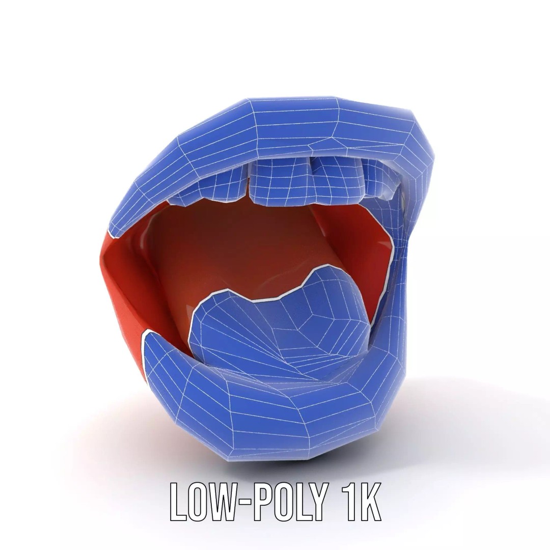 Realistic Open Mouth 3D Model – Low Poly PBR Asset for Animation - View 18