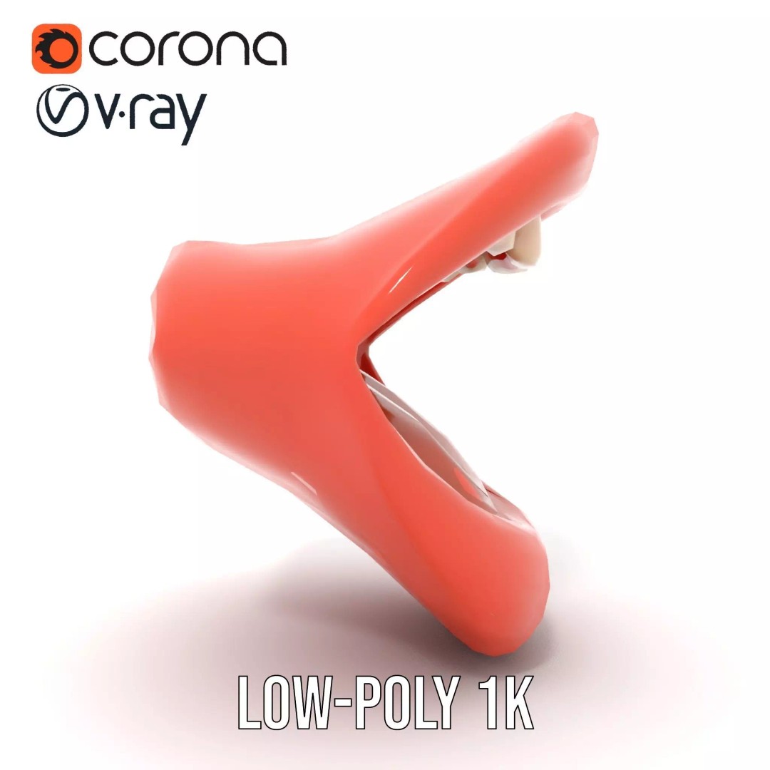 Realistic Open Mouth 3D Model – Low Poly PBR Asset for Animation - View 21