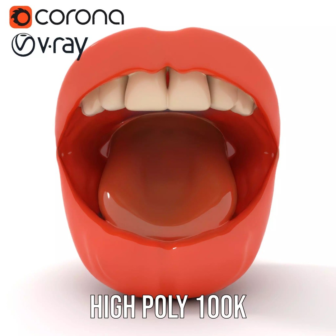 Realistic Open Mouth 3D Model – Low Poly PBR Asset for Animation - View 22