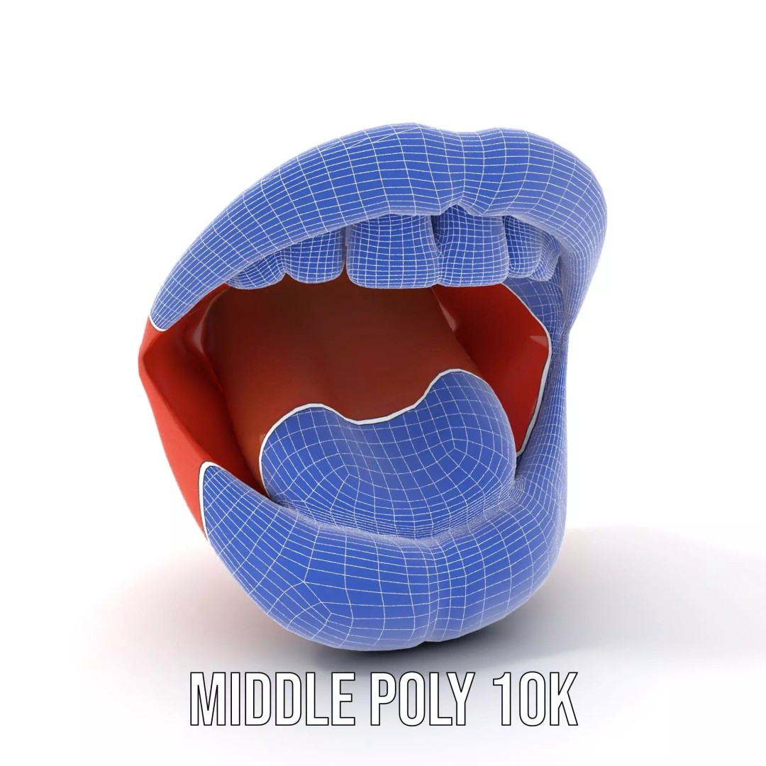 Realistic Open Mouth 3D Model – Low Poly PBR Asset for Animation - View 26