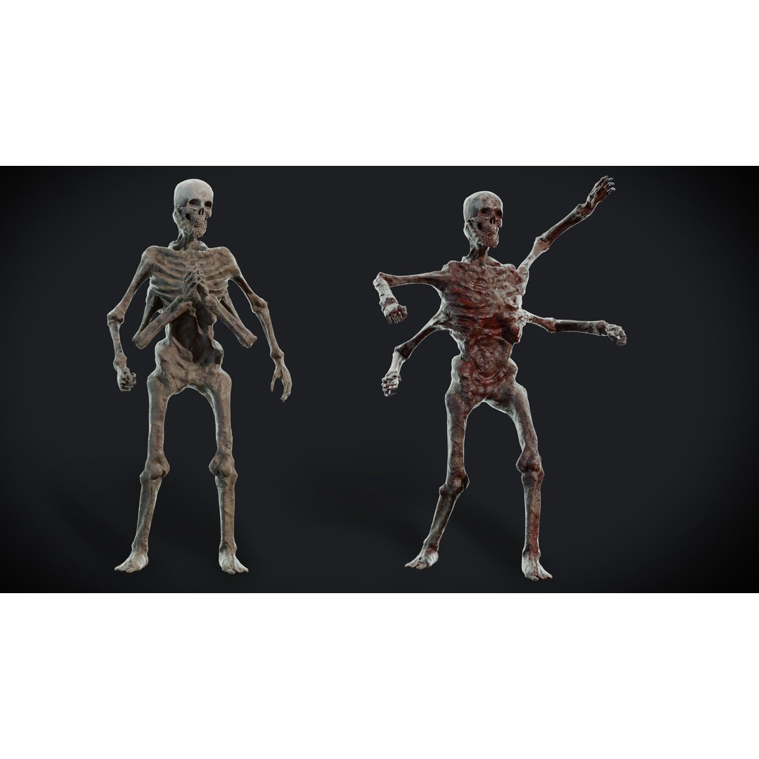 Four-Armed Monster 3D Model – Low Poly Game Asset, FBX - View 3