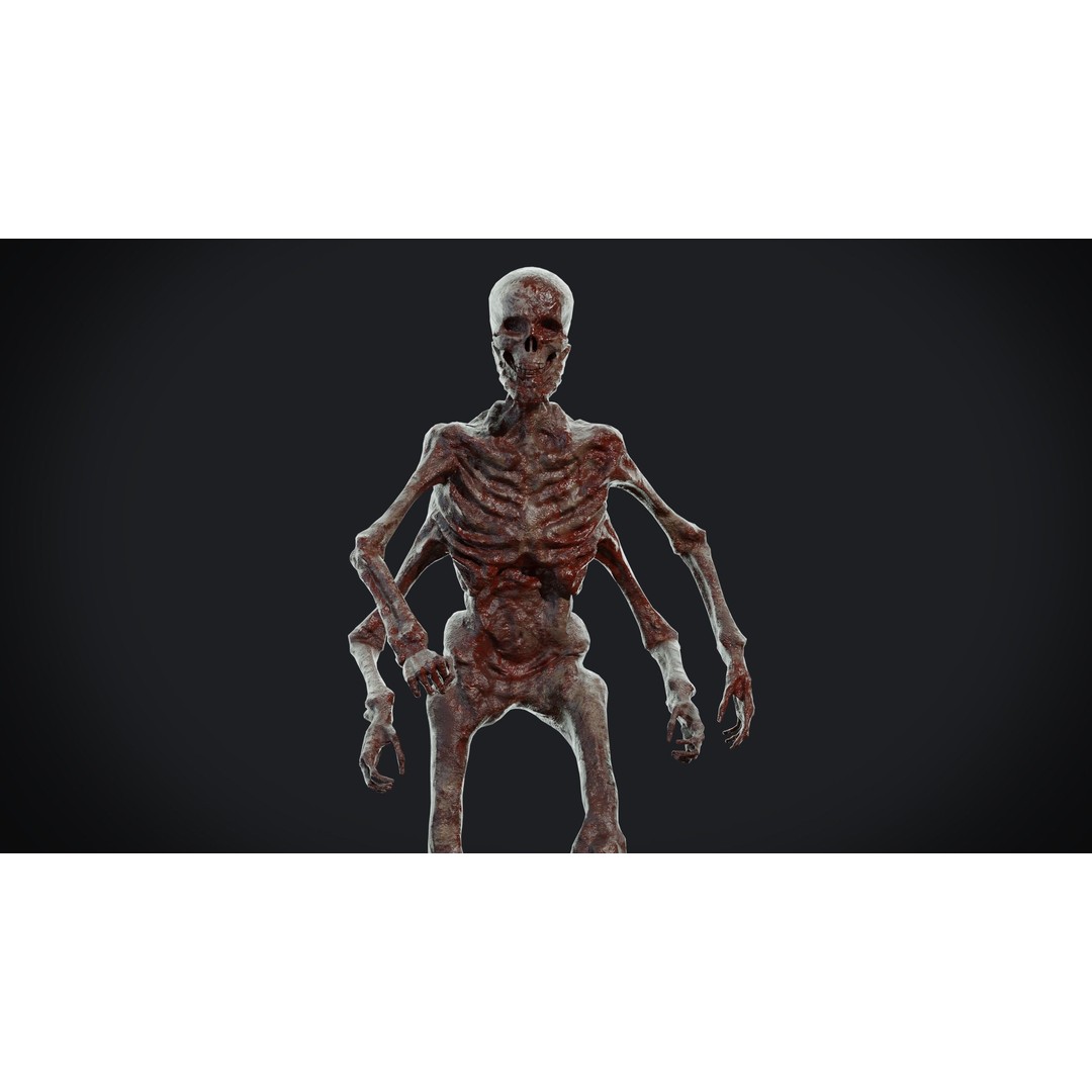 Four-Armed Monster 3D Model – Low Poly Game Asset, FBX - View 4
