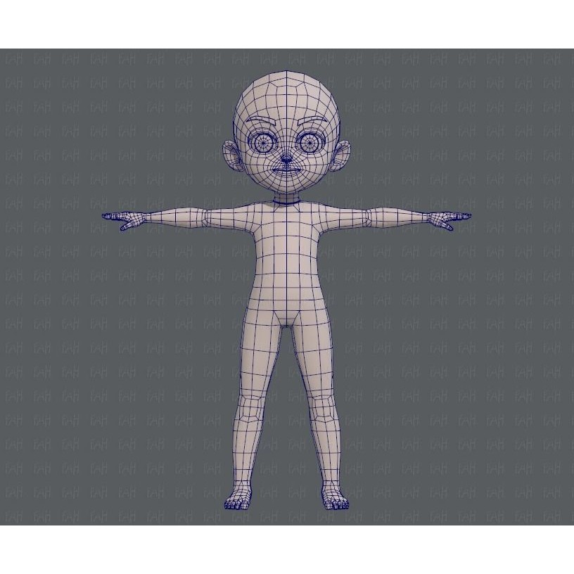 Base Mesh Boy Character 3D Model – Low Poly Cartoon Asset, FBX - View 11