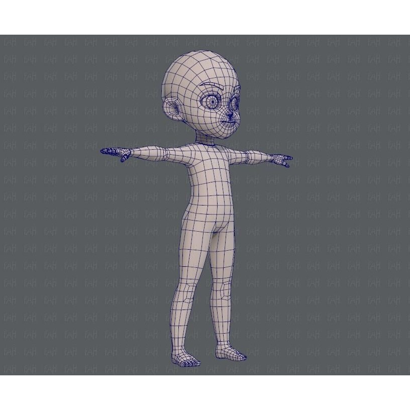 Base Mesh Boy Character 3D Model – Low Poly Cartoon Asset, FBX - View 12