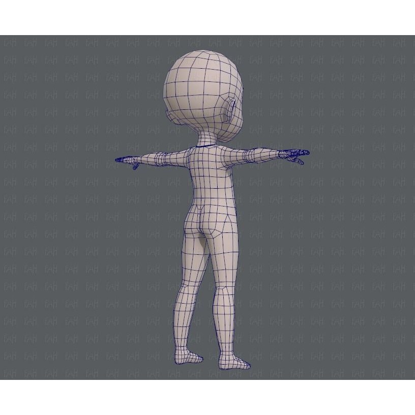Base Mesh Boy Character 3D Model – Low Poly Cartoon Asset, FBX - View 14