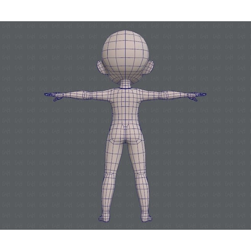 Base Mesh Boy Character 3D Model – Low Poly Cartoon Asset, FBX - View 15