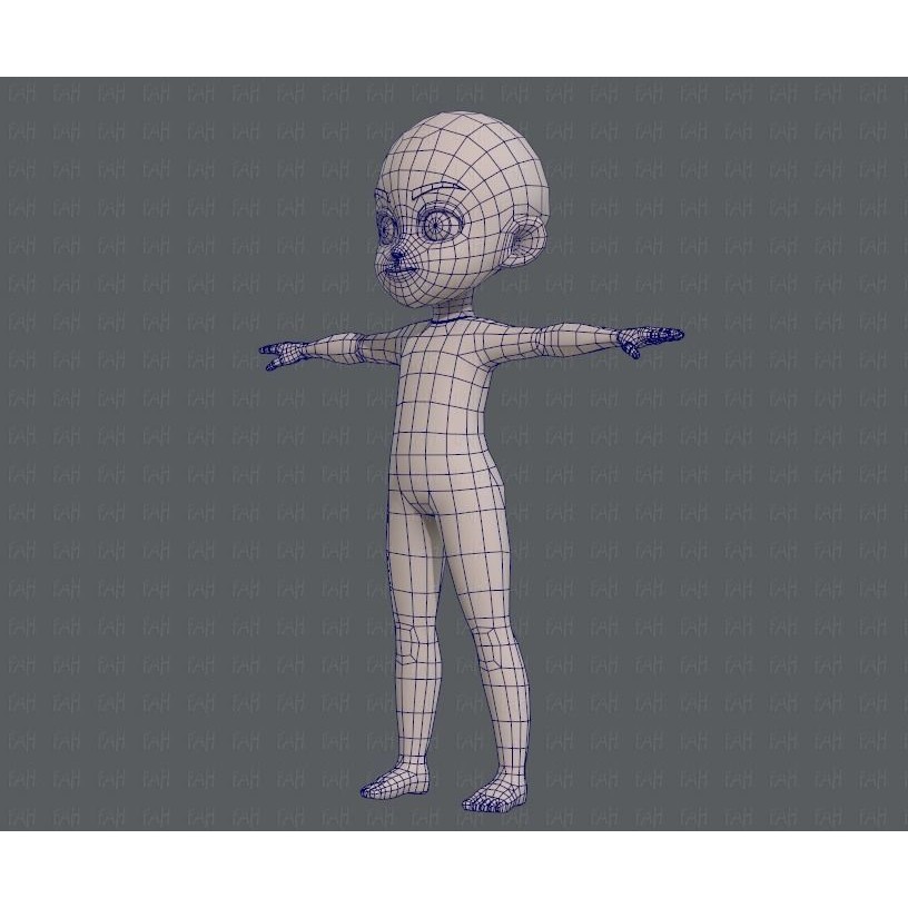 Base Mesh Boy Character 3D Model – Low Poly Cartoon Asset, FBX - View 18