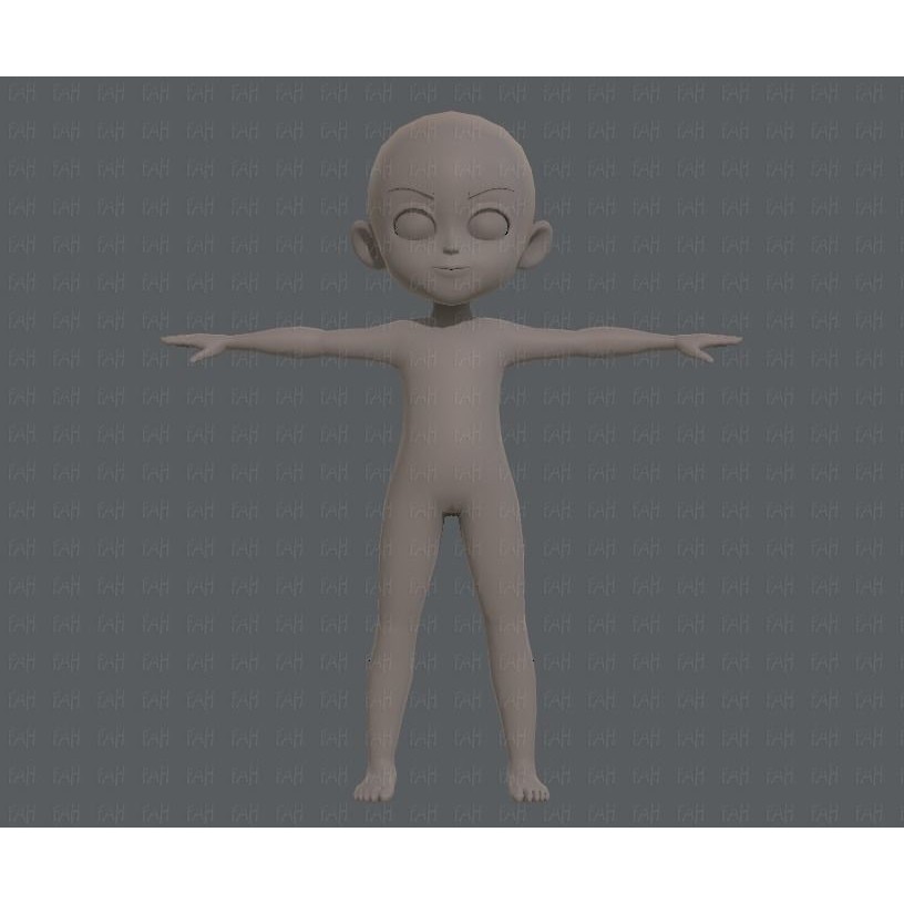 Base Mesh Boy Character 3D Model – Low Poly Cartoon Asset, FBX - View 3
