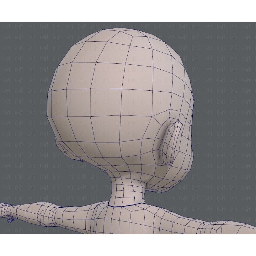 Base Mesh Boy Character 3D Model – Low Poly Cartoon Asset, FBX - View 30