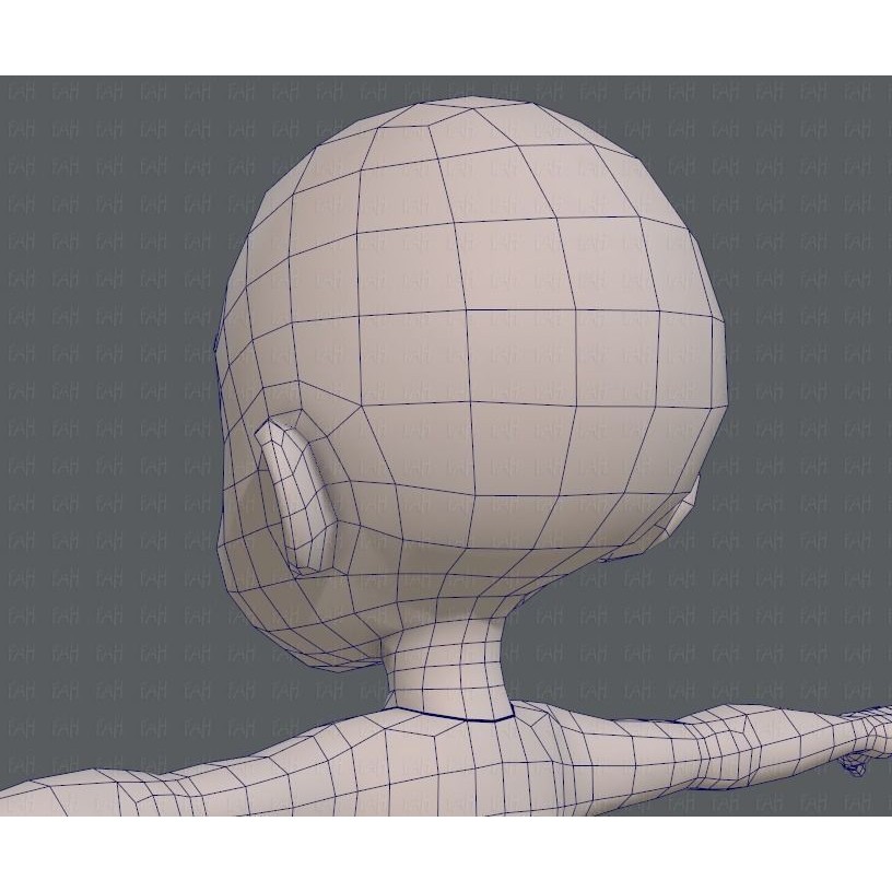Base Mesh Boy Character 3D Model – Low Poly Cartoon Asset, FBX - View 32