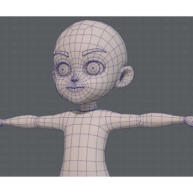 Base Mesh Boy Character 3D Model – Low Poly Cartoon Asset, FBX - View 36
