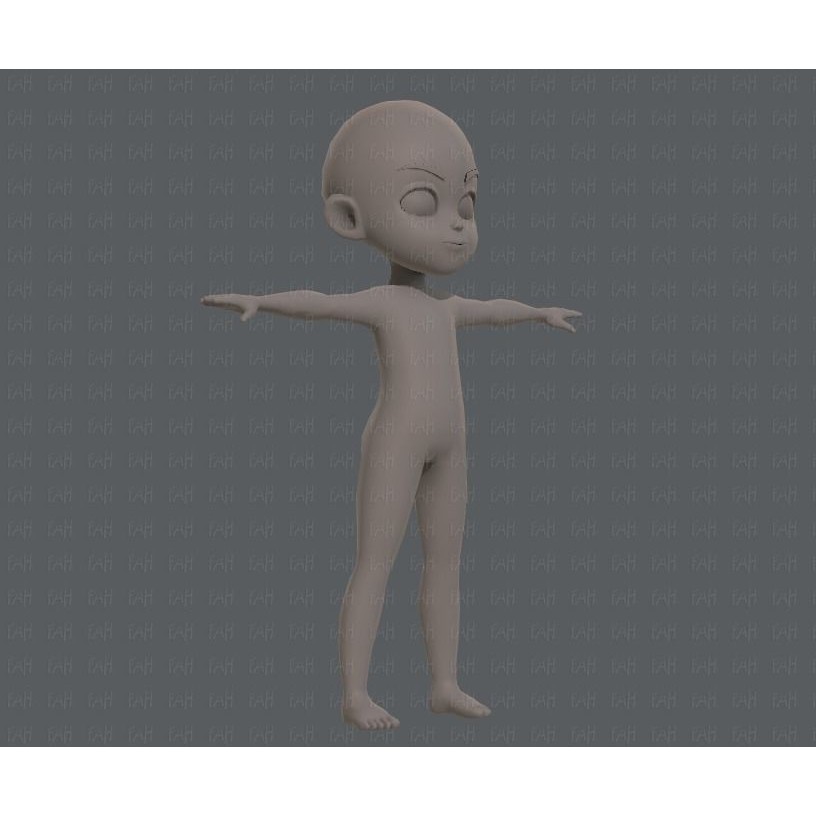 Base Mesh Boy Character 3D Model – Low Poly Cartoon Asset, FBX - View 4