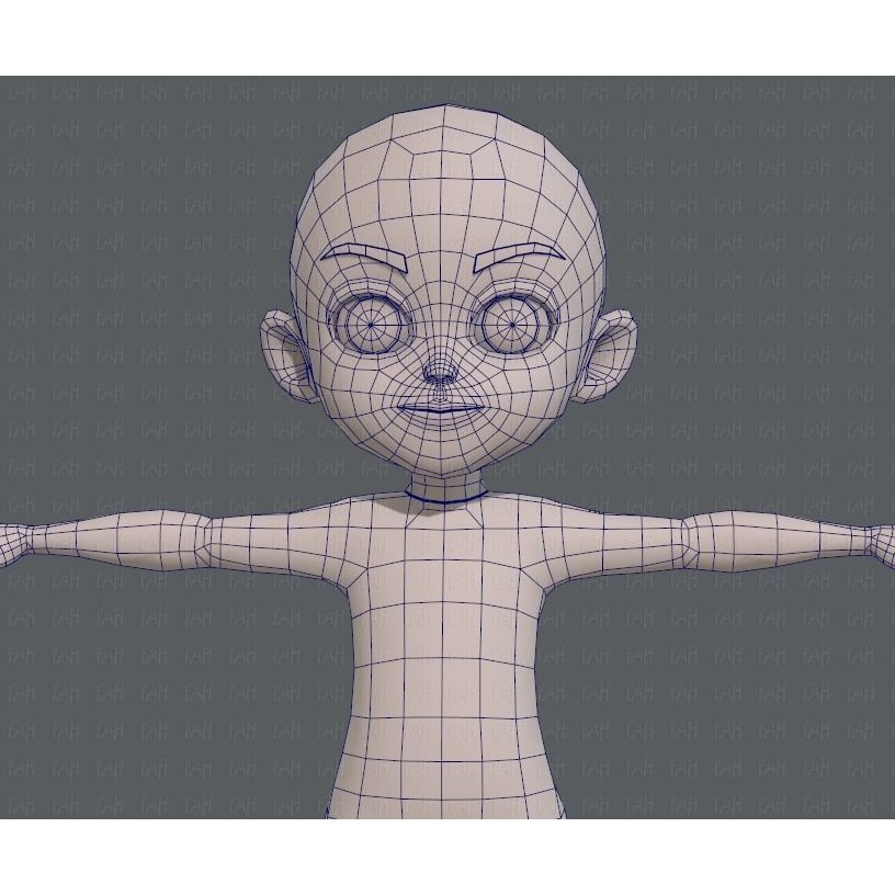 Base Mesh Boy Character 3D Model – Low Poly Cartoon Asset, FBX - View 40