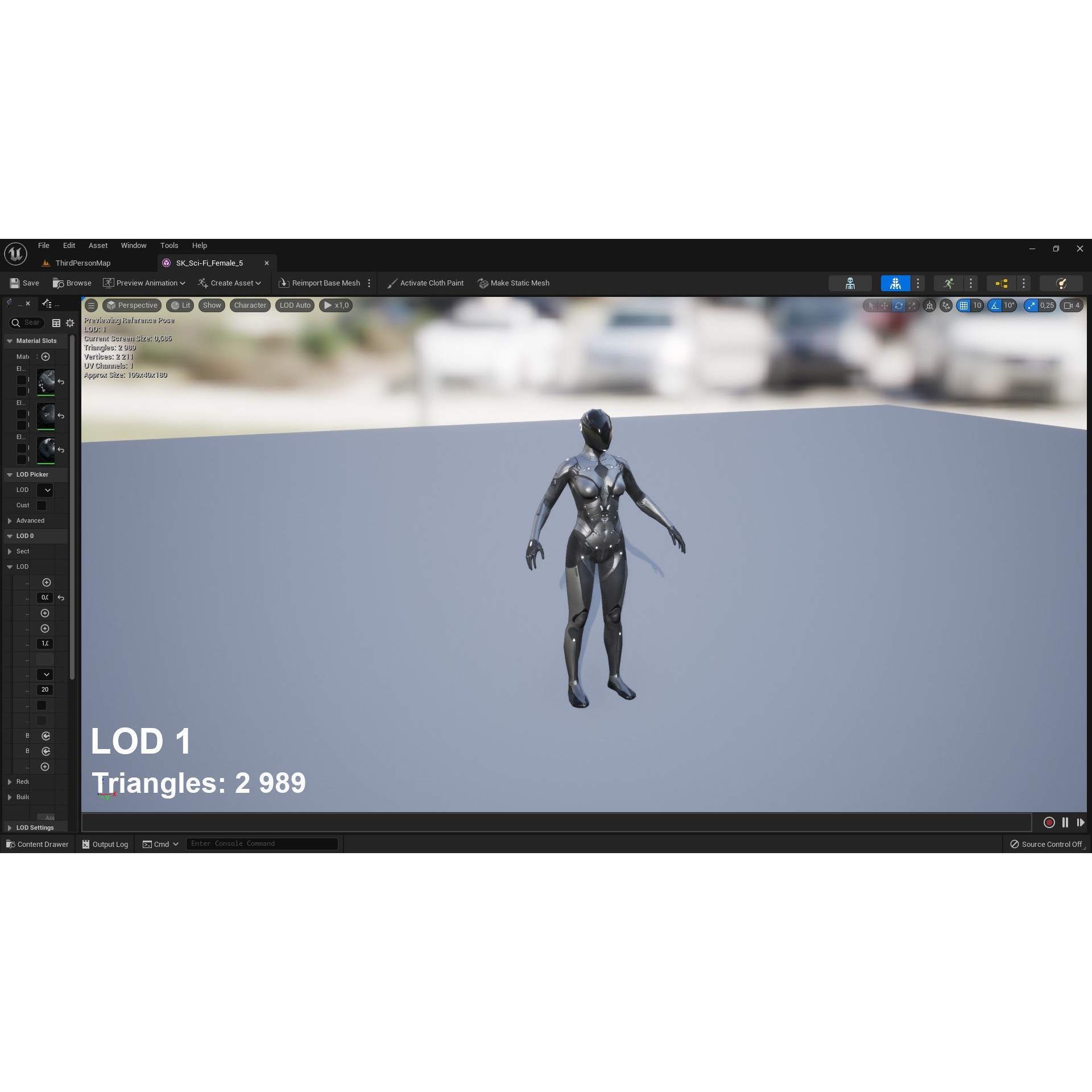 Sci-Fi Female 5 - Low-Poly Game-Ready 3D Model - View 12