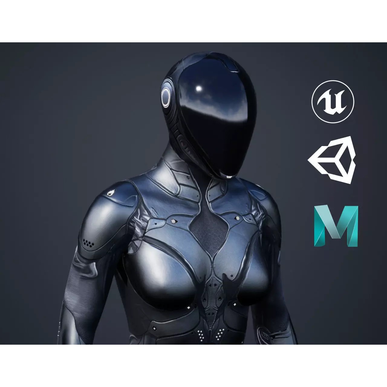 Sci-Fi Female 5 - Low-Poly Game-Ready 3D Model - View 2