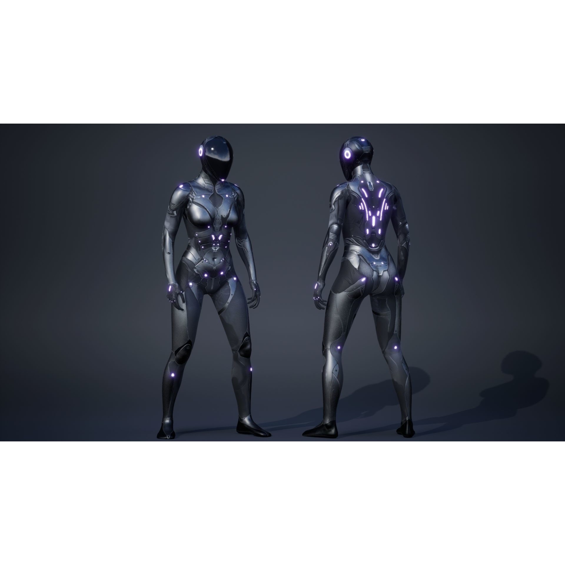 Sci-Fi Female 5 - Low-Poly Game-Ready 3D Model - View 20