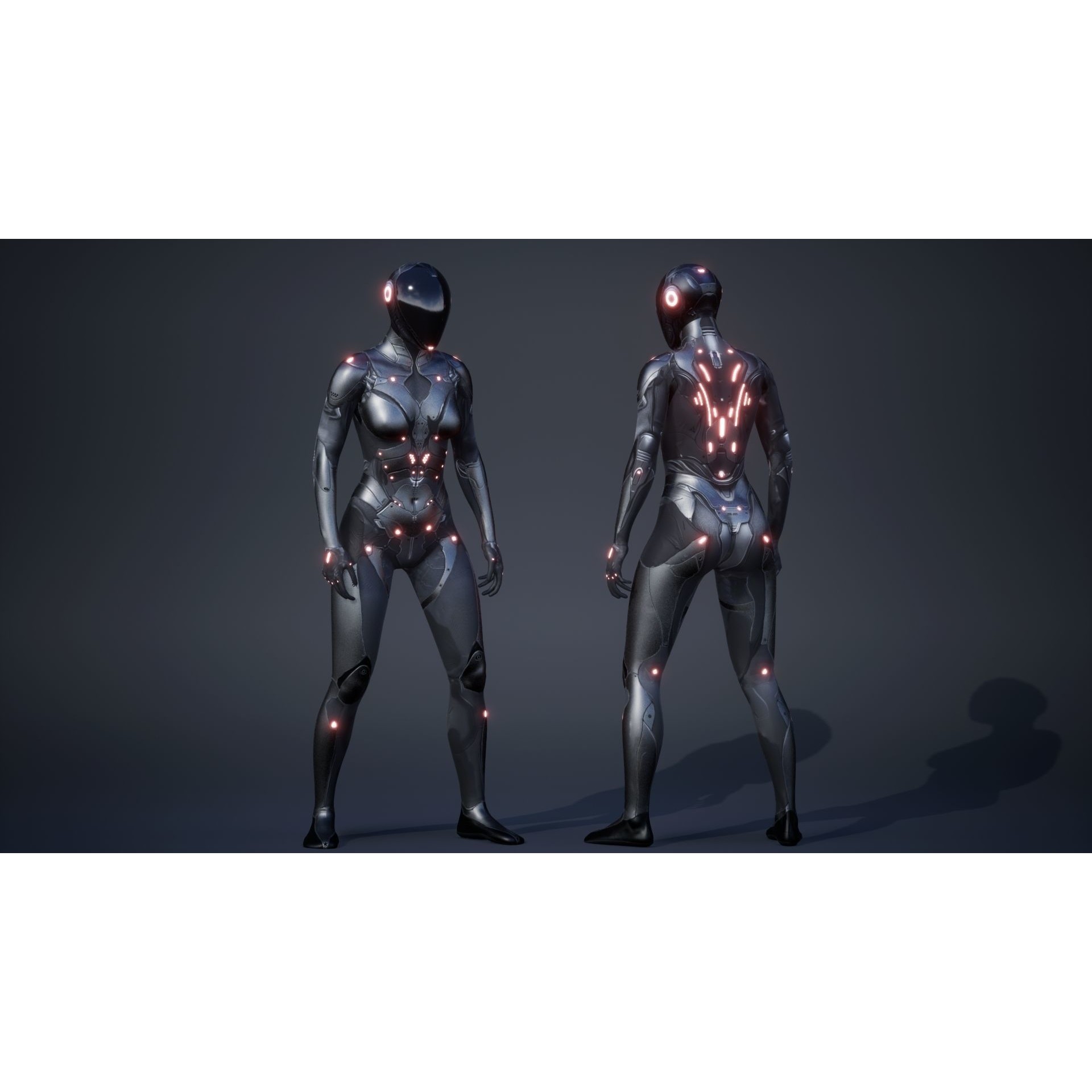 Sci-Fi Female 5 - Low-Poly Game-Ready 3D Model - View 21
