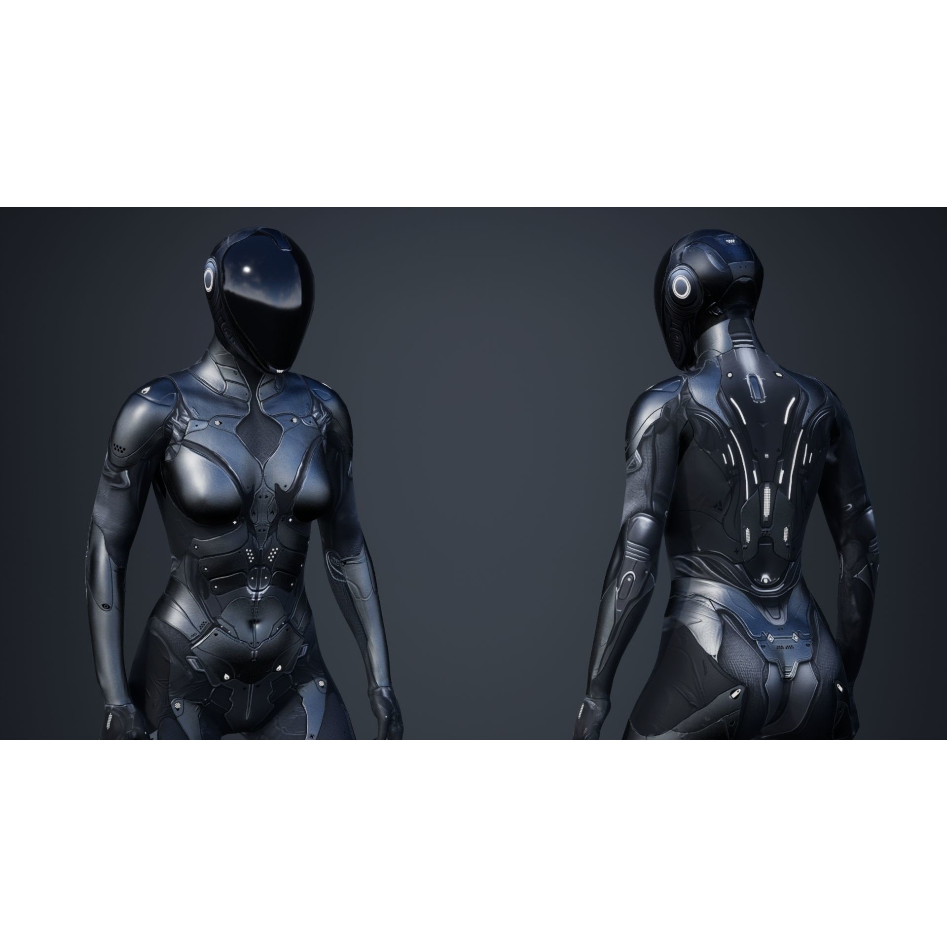 Sci-Fi Female 5 - Low-Poly Game-Ready 3D Model - View 3