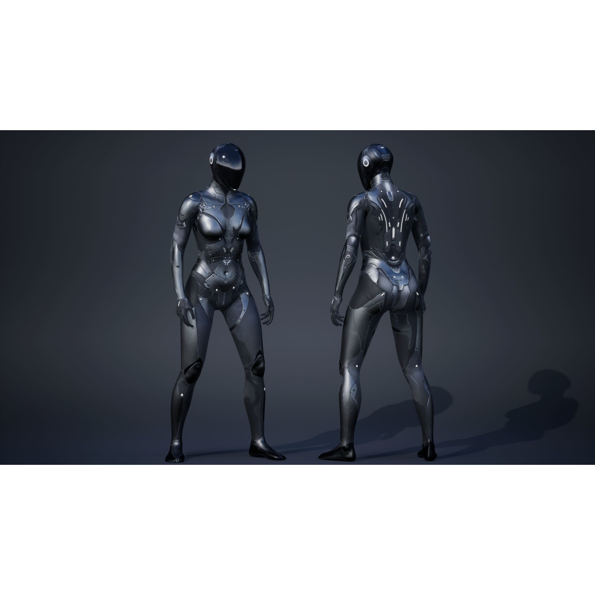 Sci-Fi Female 5 - Low-Poly Game-Ready 3D Model - View 4
