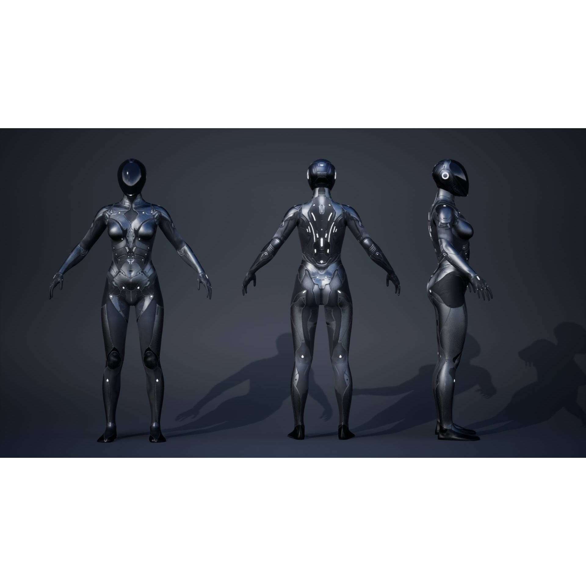 Sci-Fi Female 5 - Low-Poly Game-Ready 3D Model - View 5