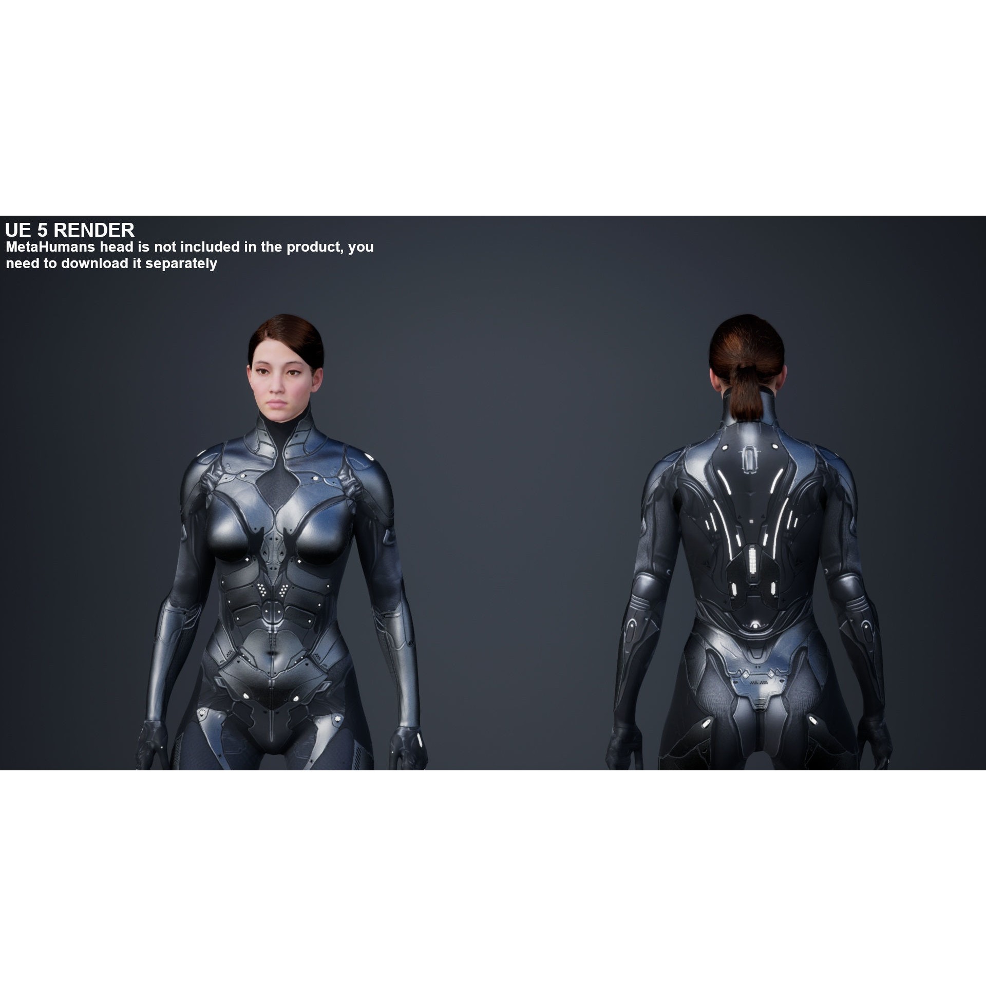 Sci-Fi Female 5 - Low-Poly Game-Ready 3D Model - View 6