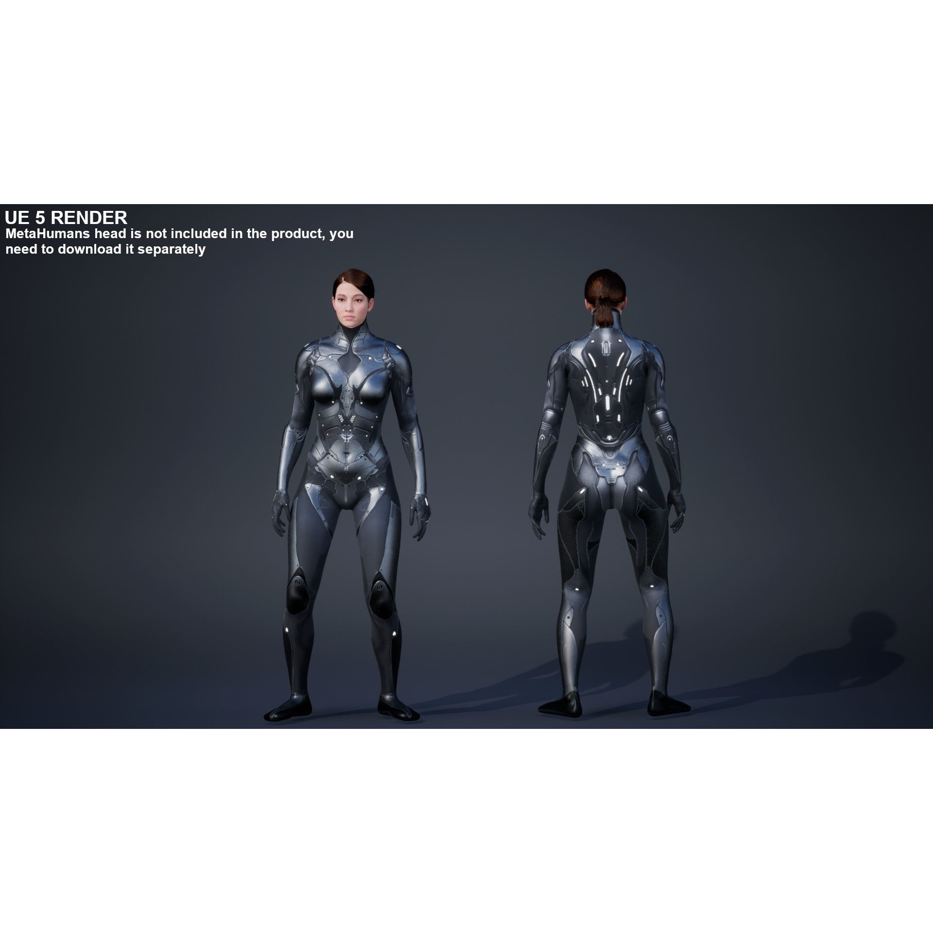 Sci-Fi Female 5 - Low-Poly Game-Ready 3D Model - View 7
