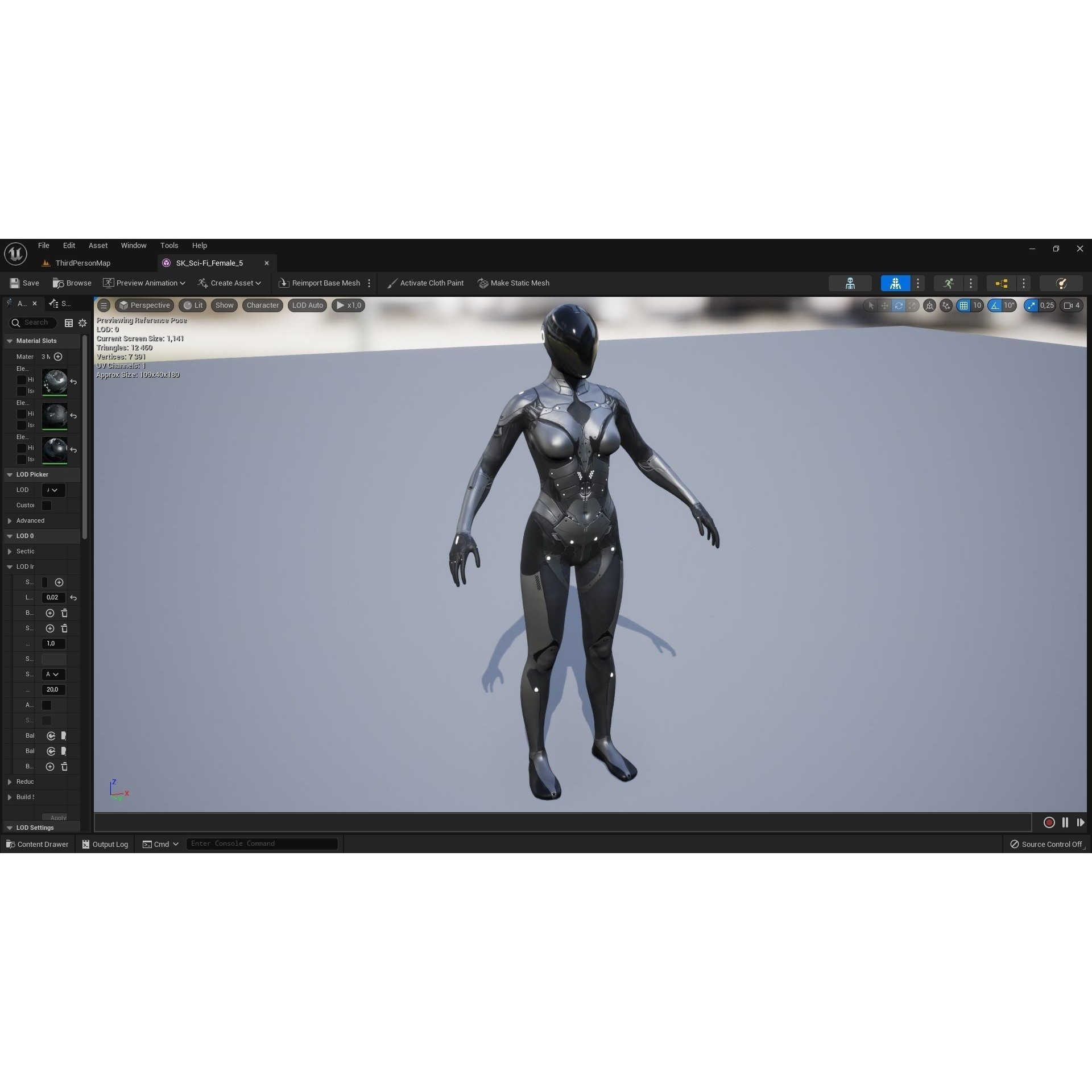 Sci-Fi Female 5 - Low-Poly Game-Ready 3D Model - View 9
