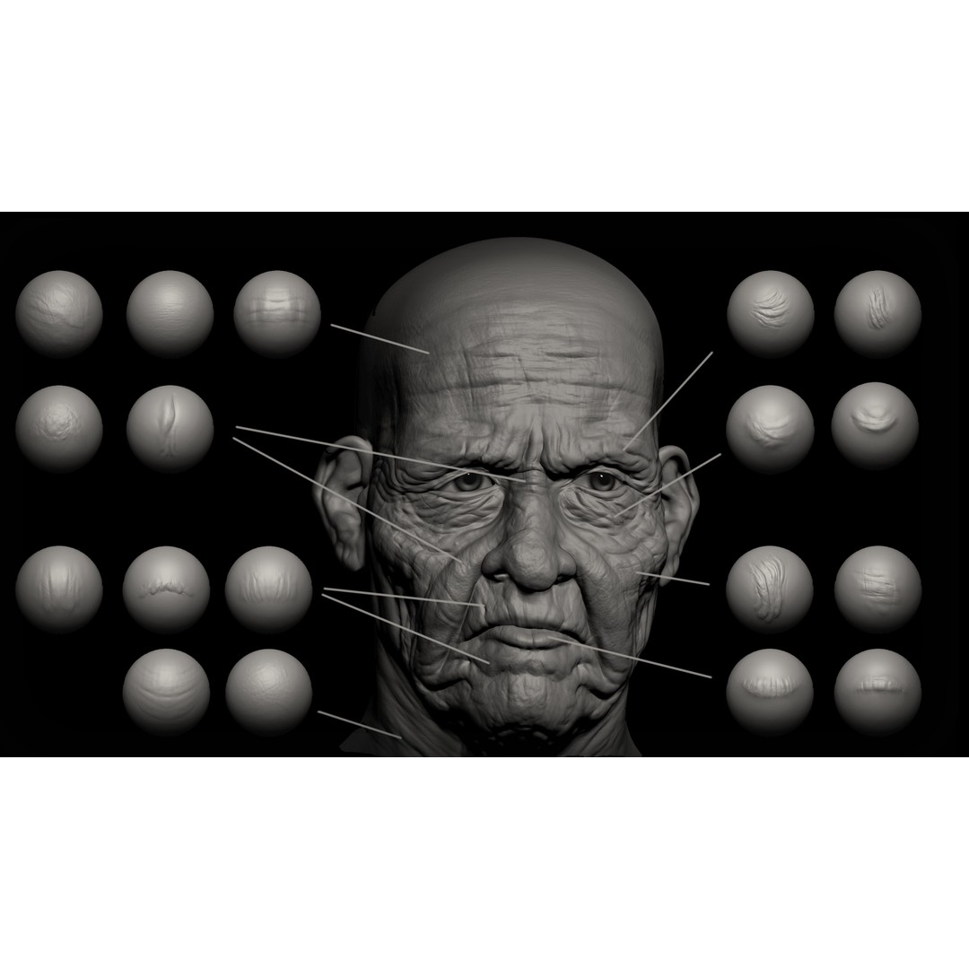 Face Detail Brushes 3D Model – Hand Sculpted VDM Alphas for Zbrush