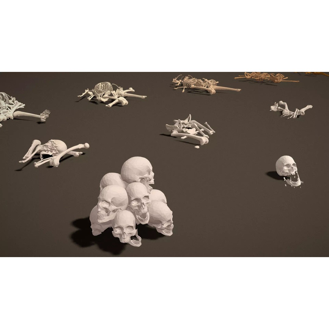 Skeleton Props 3D Model – Low Poly Collection with PBR Textures - View 28