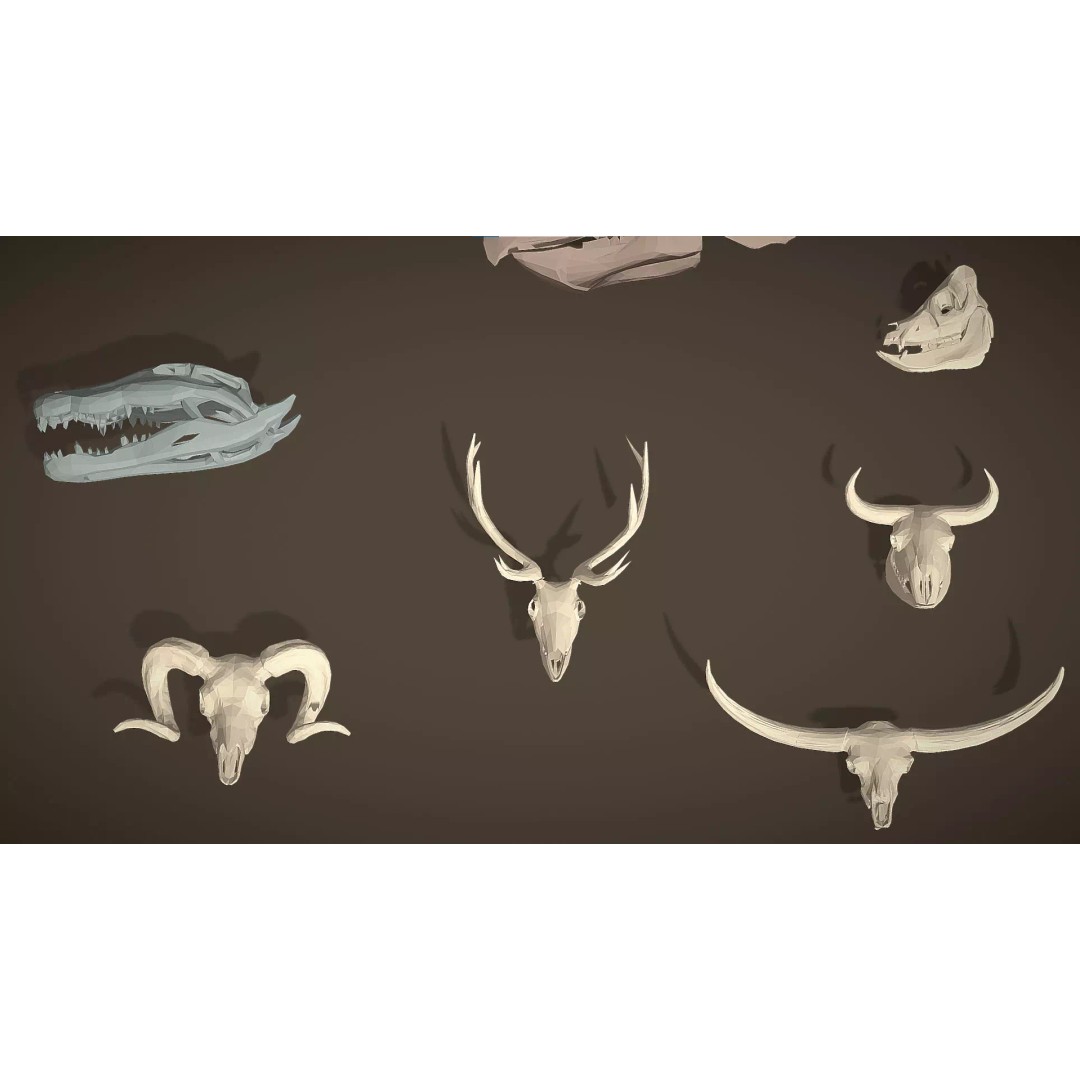 Skeleton Props 3D Model – Low Poly Collection with PBR Textures - View 33