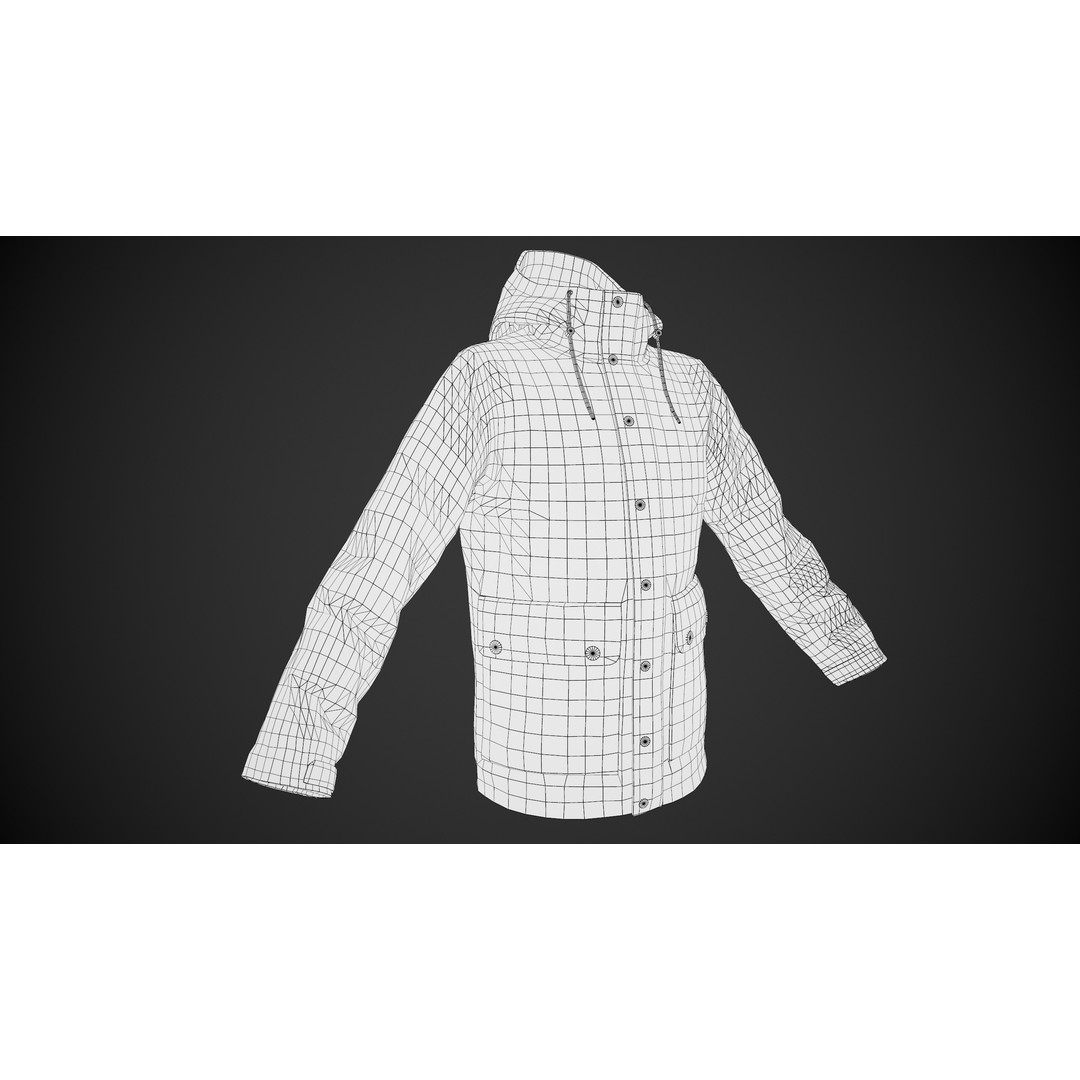 Red Winter Jacket 3D Model – Low Poly PBR Game Asset, FBX, OBJ