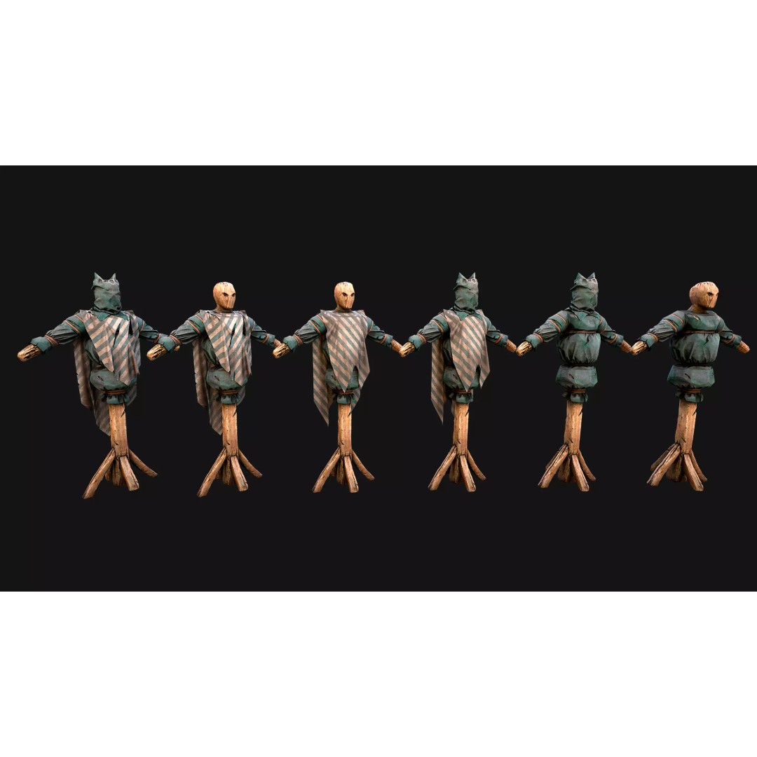 Medieval Wooden Training Dummy 3D Model – Low Poly PBR Game Asset, FBX - View 12