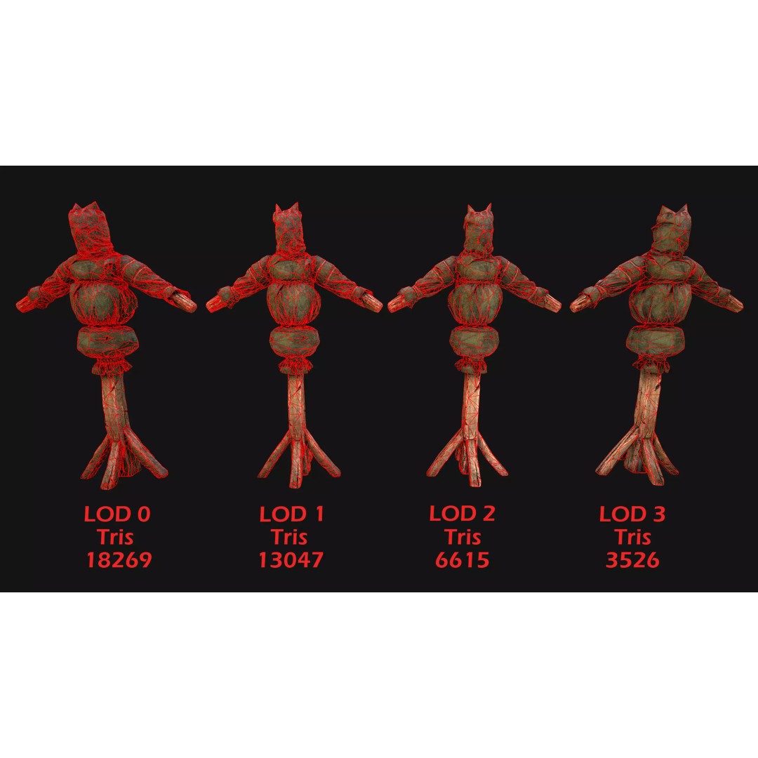 Medieval Wooden Training Dummy 3D Model – Low Poly PBR Game Asset, FBX - View 8